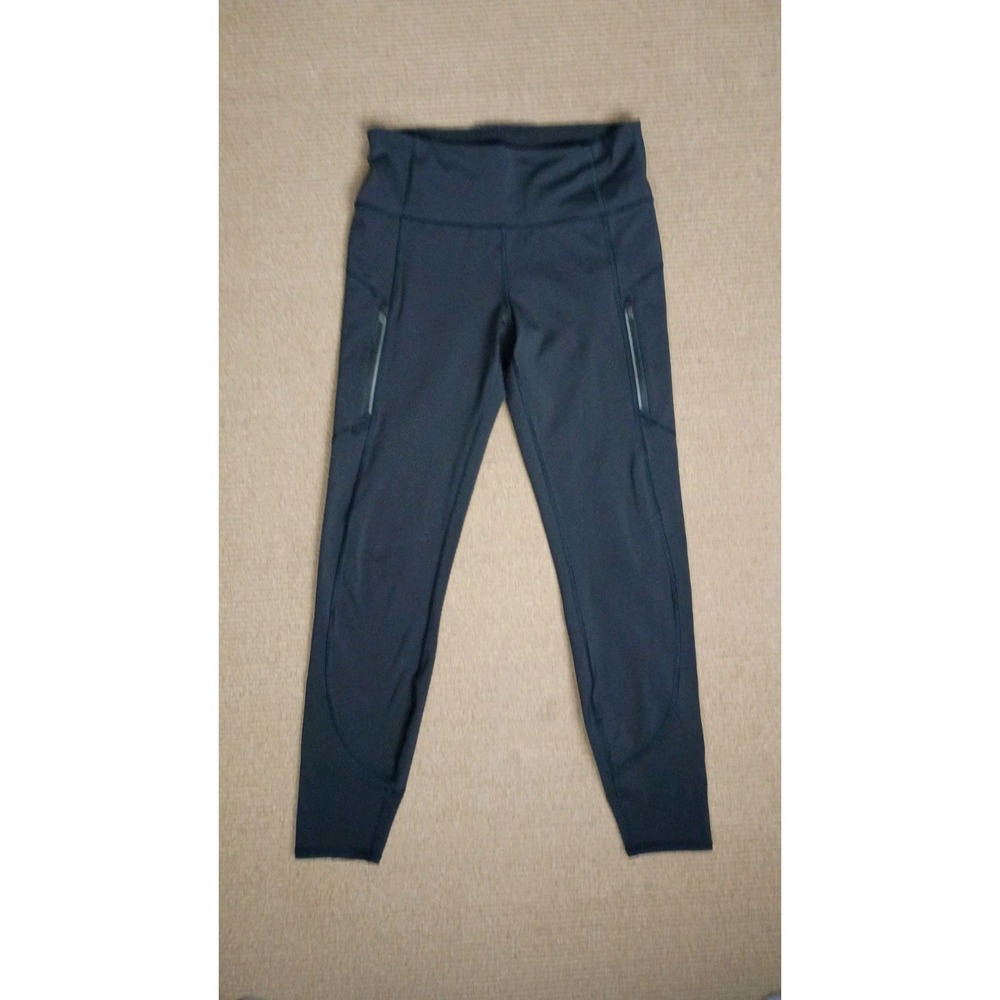 Athleta Rainier High Rise 7/8 Tight Leggings Black Sz MT Brushed Zip
